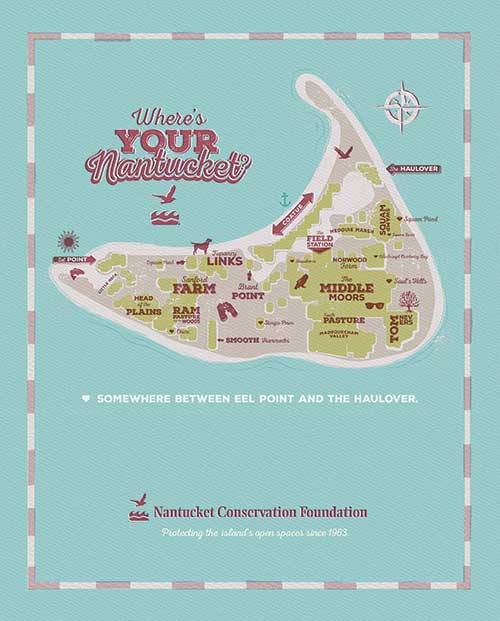 Where's Your Nantucket mock letterpress map